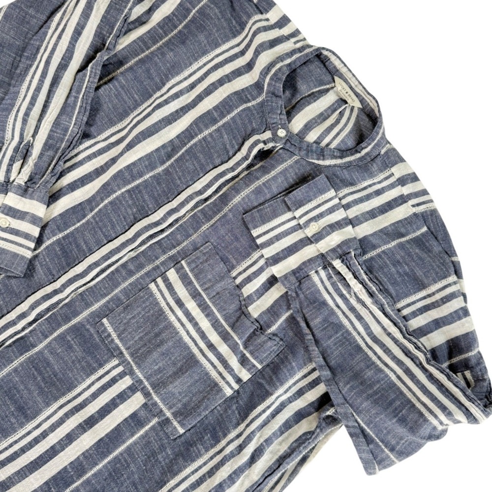 Lucky Brand Womens Blue White Striped Cotton Henley Top Long Sleeve Size Large - Picture 2 of 11